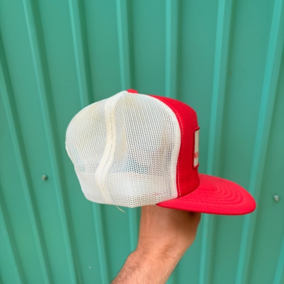 Vintage WELDING SPRING SHOP TIMMINS ONTARIO Patch Trucker Hat snapbacl mesh red - Picture 3 of 6